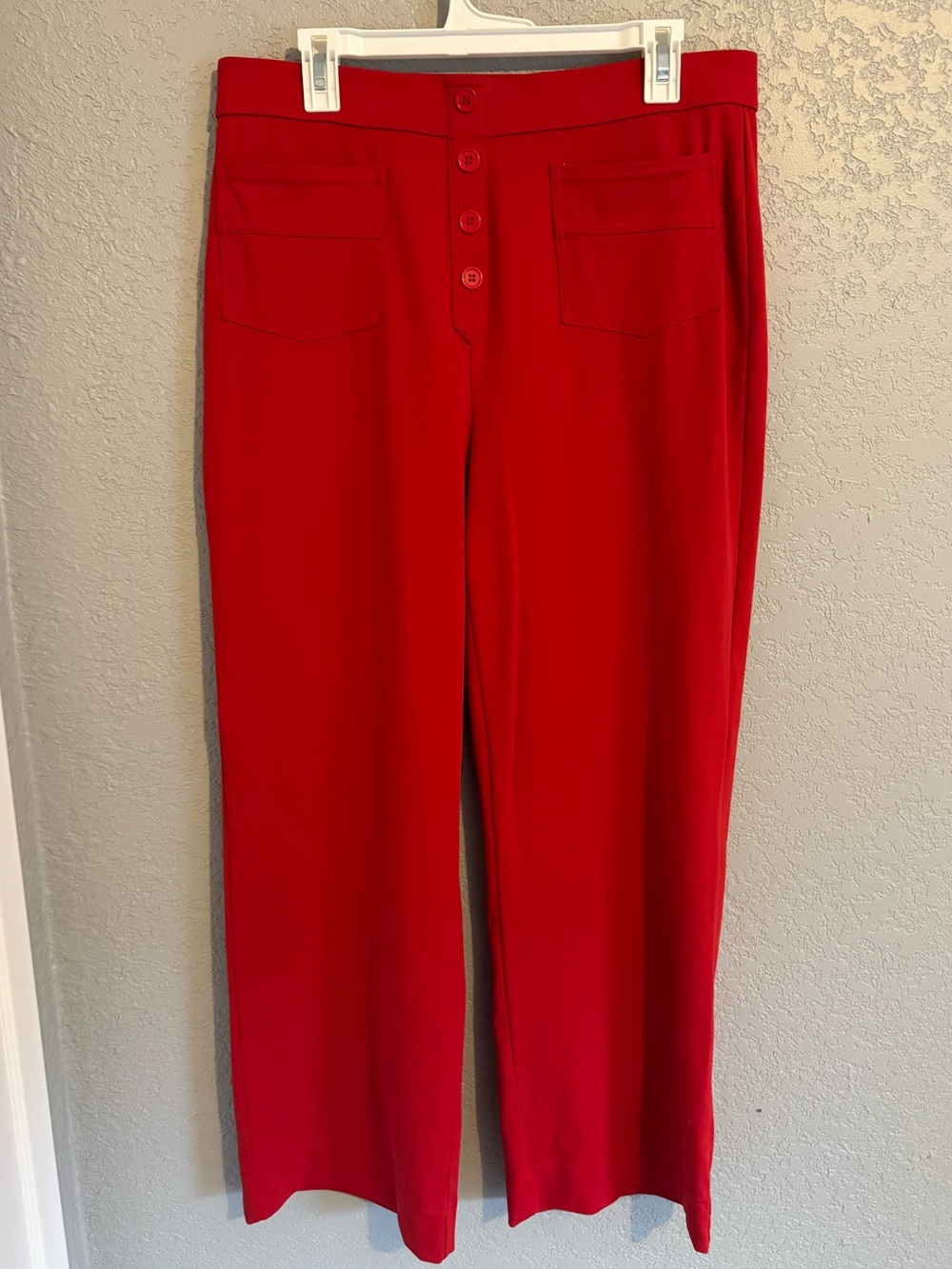 HALARA Red Wide-Leg Button Front Pants